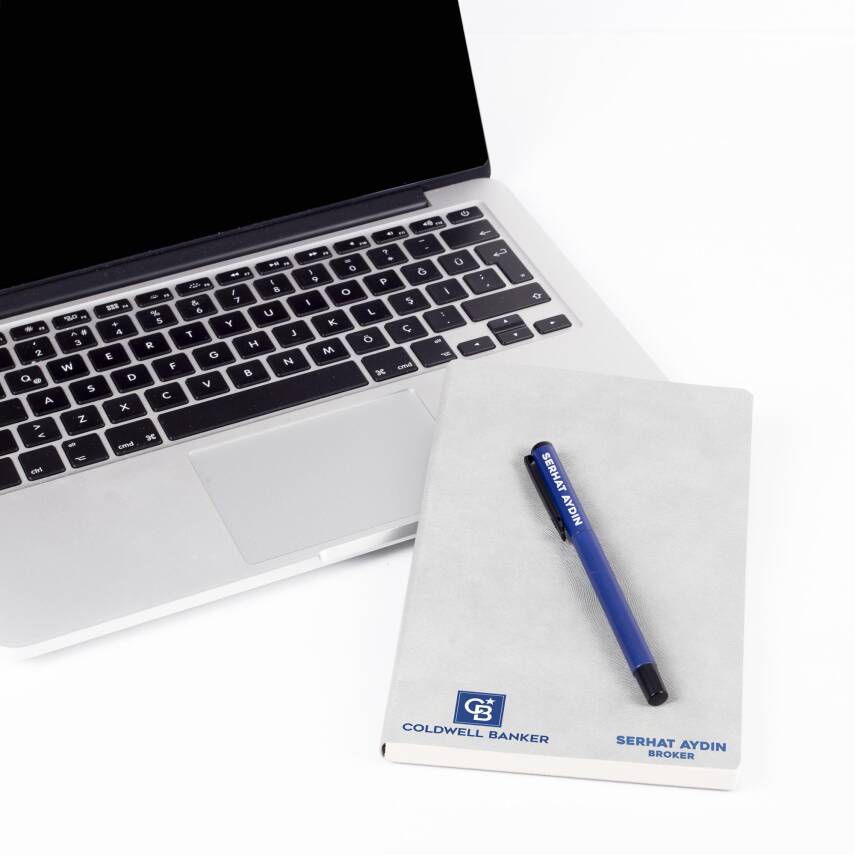 Emlak Danışmanlarına Özel Gri Renk İsim ve Logo Baskılı Ajanda Kalem Seti - 3