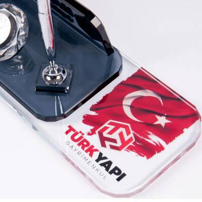 Firmalara Özel Logo Baskılı Kristal Ofis Masa İsimliği - Ofistike