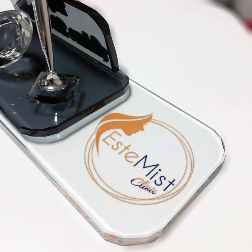 Firmalara Özel Logo Baskılı Kristal Ofis Masa İsimliği - 3