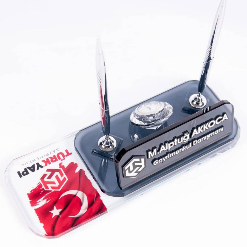 Firmalara Özel Logo Baskılı Kristal Ofis Masa İsimliği - 4