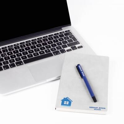 Gayrimenkul Danışmanlarına Özel Gri Renk İsim ve Logo Baskılı Ajanda Kalem Seti - Ofistike