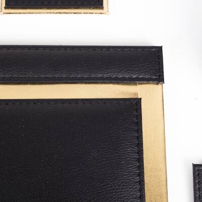 Girit Altın Varak Deri Sümen Takımı Çift Kalemli Kristal İsimlikli Kabartma Yazılı Sümen Seti - 4