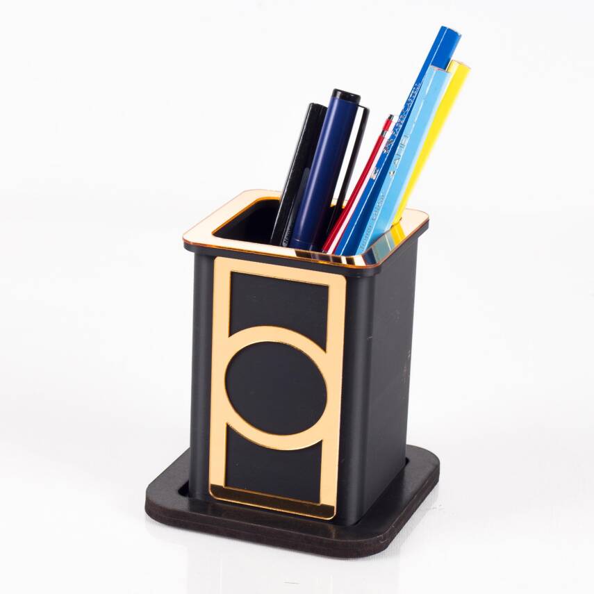 Gold Desenli 3D Kalemlik Ofis Masa üstü Aksesuar İş yeri Hediyesi - 1