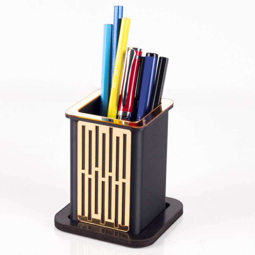 Gold Desenli 3D Kalemlik Ofis Masa üstü Aksesuar İş yeri Hediyesi - 2