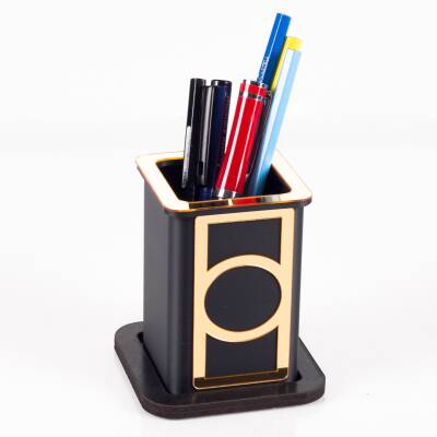 Gold Desenli 3D Kalemlik Ofis Masa üstü Aksesuar İş yeri Hediyesi - 3