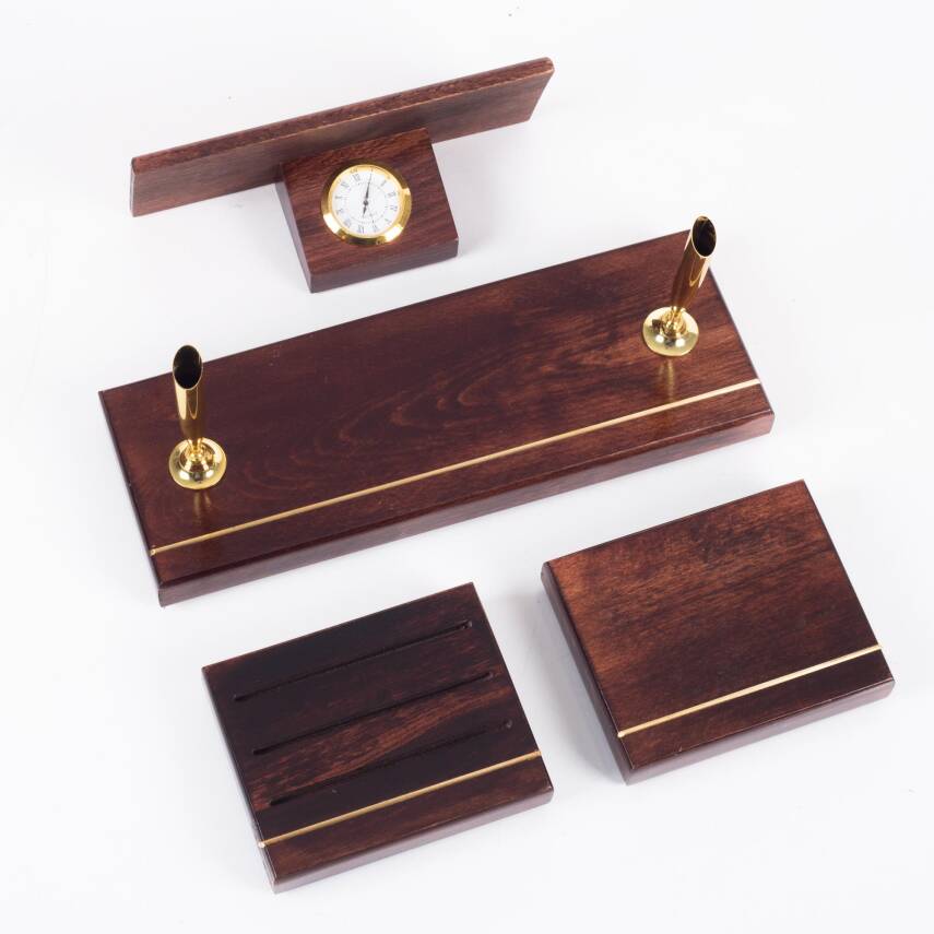 Hakiki Maun Masa İsimliği Yönetici Masa üstü İsimlik Pirinç İşlemeli Masif 3 Parça Kartal Heykeli - 5