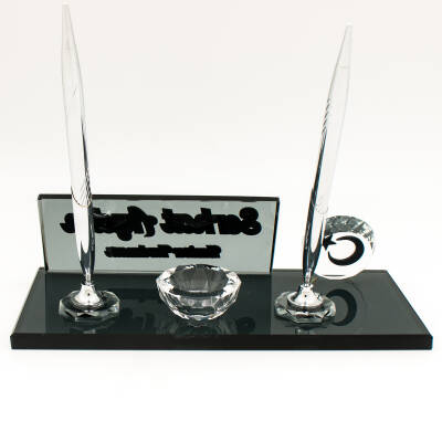 Jandarmaya Özel İsimlik Kabartma Logolu Kristal Masa İsimliği - 4