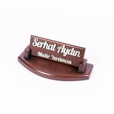 Kabartma Yazılı Ekonomik Masa İsimlik Ahşap Ofis Masa üstü İsimliği Arkadaş İş Hediyesi - Ofistike