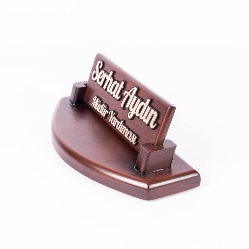 Kabartma Yazılı Ekonomik Masa İsimlik Ahşap Ofis Masa üstü İsimliği Arkadaş İş Hediyesi - 4