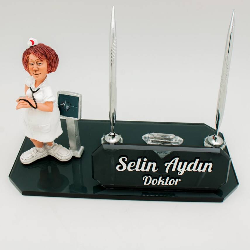 Kadın Doktor Hemşire Biblolu İsimlik Kristal Masa İsimliği Sağlıkçılara Özel - 1