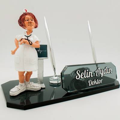 Kadın Doktor Hemşire Biblolu İsimlik Kristal Masa İsimliği Sağlıkçılara Özel - 2
