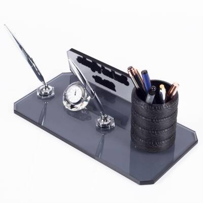 Kalemlikli Lastik Biblolu Kristal Masa İsimliği Hediye Kalemlik İsimlik Otomotiv Galeri - 4