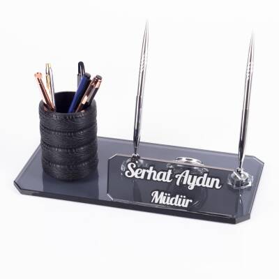 Kalemlikli Lastik Biblolu Kristal Masa İsimliği Hediye Kalemlik İsimlik Otomotiv Galeri - 2