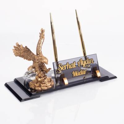 Kartal Heykeli Biblolu İsimlik Kristal Ofis Hediye Masa İsimliği Taraftarlara Beşiktaşlılara Özel - 2