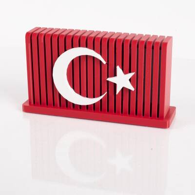 Kırmızı Beyaz 3D Türk Bayrağı Biblosu Ofis Masa üstü Bayrağı İş yeri Hediyesi - Ofistike