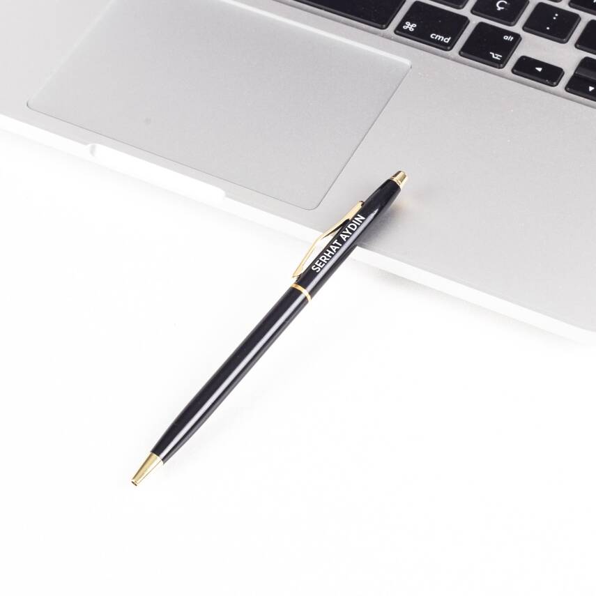 Kişiye ve İsme Özel İsim Yazılı Gold Detaylı Tükenmez Kalem - 1