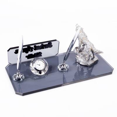 Kurt Biblolu Kristal Masa İsimliği Bozkurt Figürlü Hediye Kalemlik Uluyan Kurt Ülkücü Hediyesi - 4