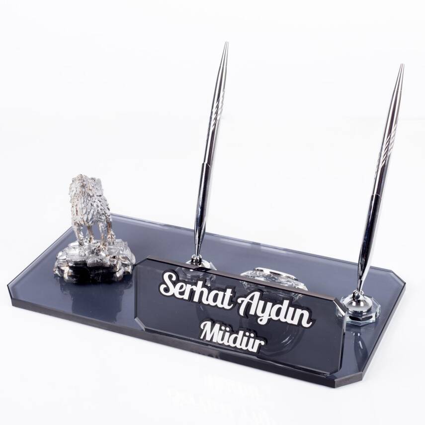 Kurt Biblolu Kristal Masa İsimliği Bozkurt Figürlü Hediye Kalemlik Uluyan Kurt Ülkücü Hediyesi - 3