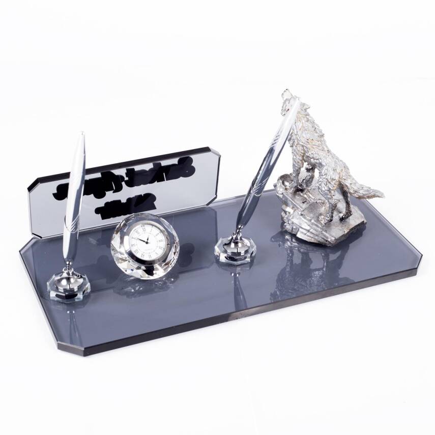 Kurt Biblolu Kristal Masa İsimliği Bozkurt Figürlü Hediye Kalemlik Uluyan Kurt Ülkücü Hediyesi - 4