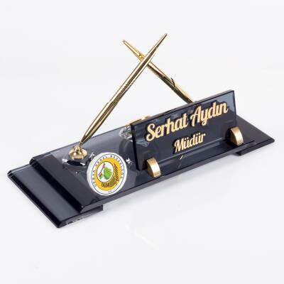 Kurumlara Özel Logo Baskılı Masa İsimliği Elit Kristal Ofis Masaüstü İsimlik - 3