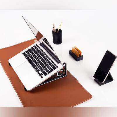 Laptop Tutucu Standı + Masa Pedi + Masaüstü Organizer Seti Kalemlik Telefonluk Kartlık Ofis Hediyesi - 3
