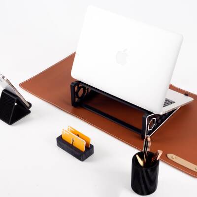 Laptop Tutucu Standı + Masa Pedi + Masaüstü Organizer Seti Kalemlik Telefonluk Kartlık Ofis Hediyesi - 4