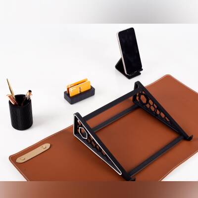 Laptop Tutucu Standı + Masa Pedi + Masaüstü Organizer Seti Kalemlik Telefonluk Kartlık Ofis Hediyesi - 5