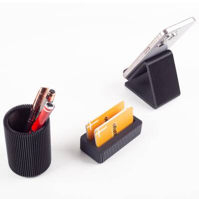 Magic Kalemlik Kartiviztlik ve Telefonluklu 3'lü Masa Seti Hediye Ofis Dekoratif Masa üstü Organizer - 2