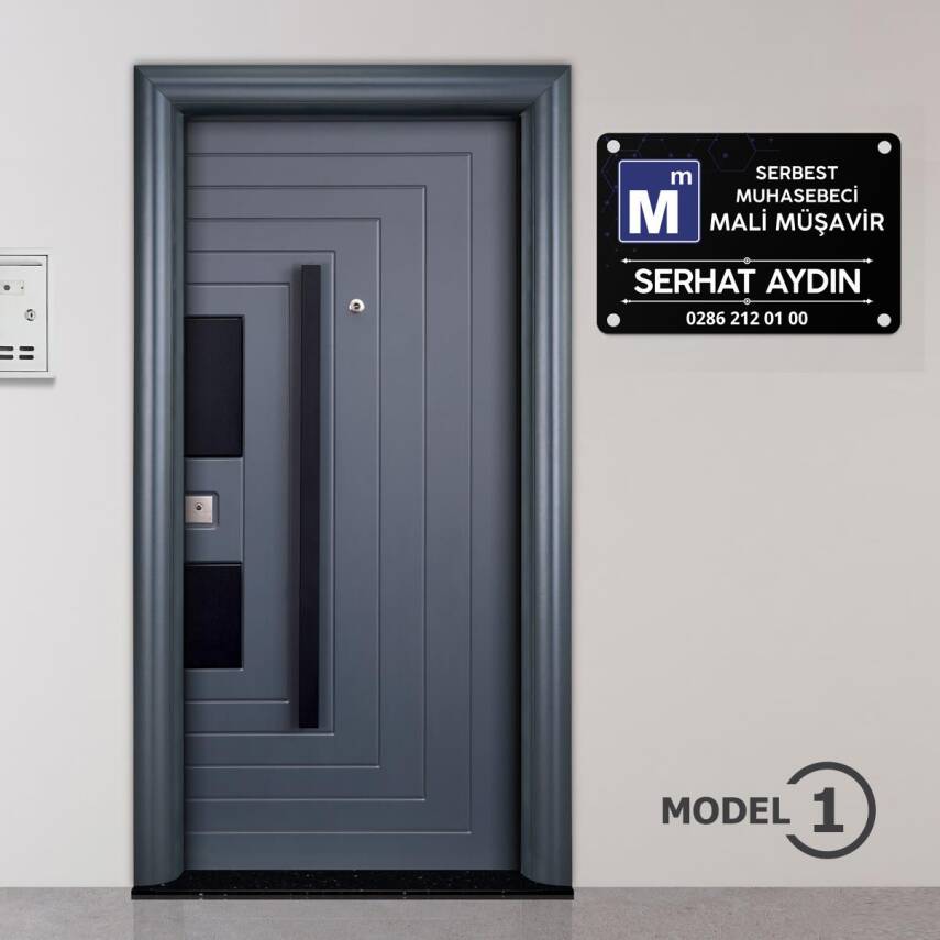 Mali Müşavir Muhasebeci Siyah Kapı Tabelası Büro Ofis Mini Tabela - 2