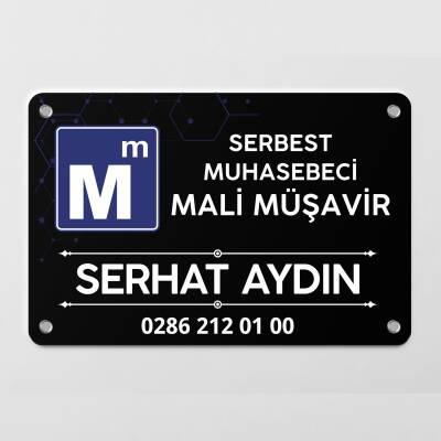 Mali Müşavir Muhasebeci Siyah Kapı Tabelası Büro Ofis Mini Tabela 