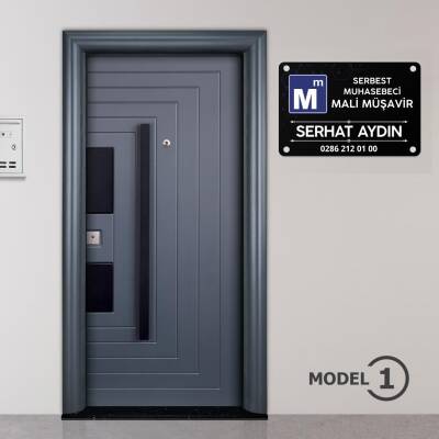 Mali Müşavir Muhasebeci Siyah Kapı Tabelası Büro Ofis Mini Tabela - 2