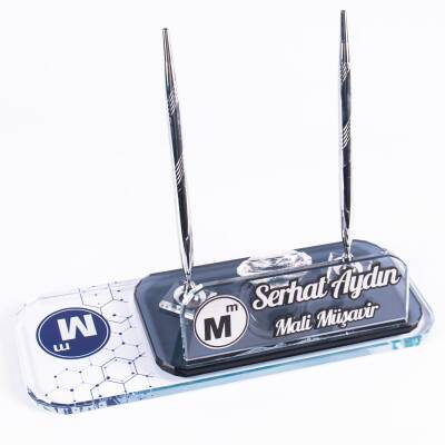 Mali Müşavire Özel İsimlik Gümüş Renk Kabartma Ofis Masa İsimliği - Ofistike