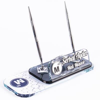 Mali Müşavire Özel İsimlik Gümüş Renk Kabartma Ofis Masa İsimliği - 2