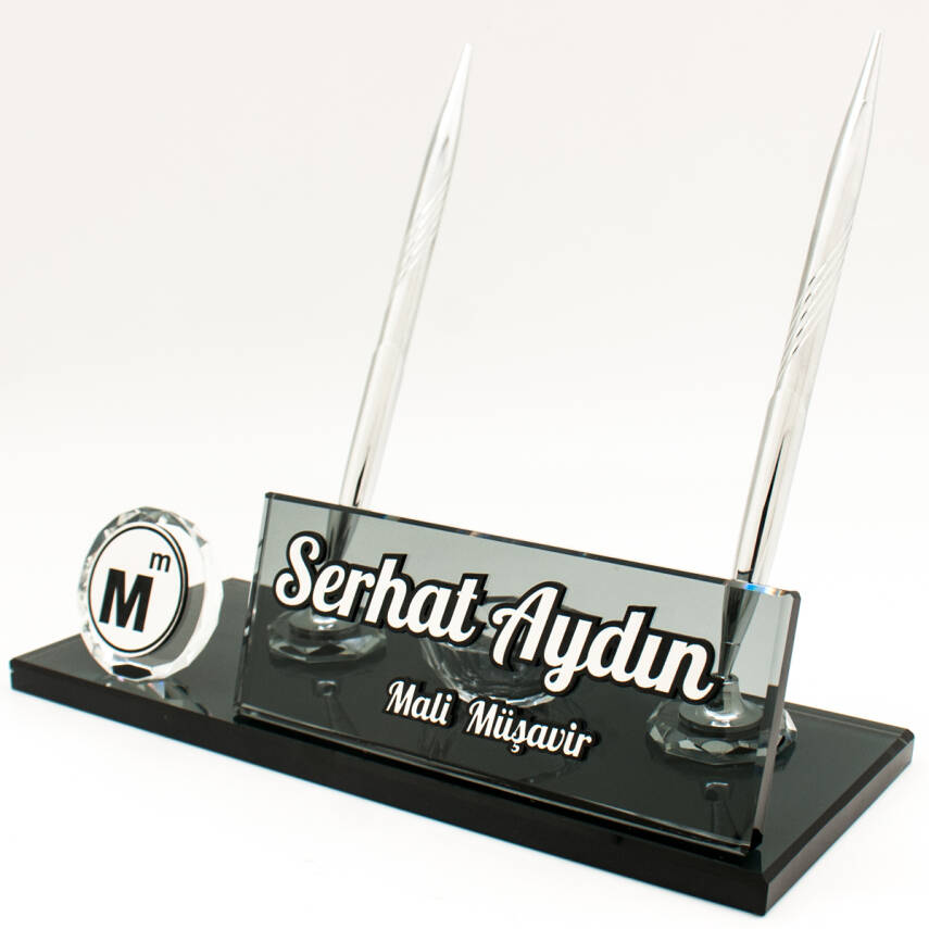 Mali Müşavirlere Özel İsimlik SMMM Logolu Kristal Masa İsimliği - 3