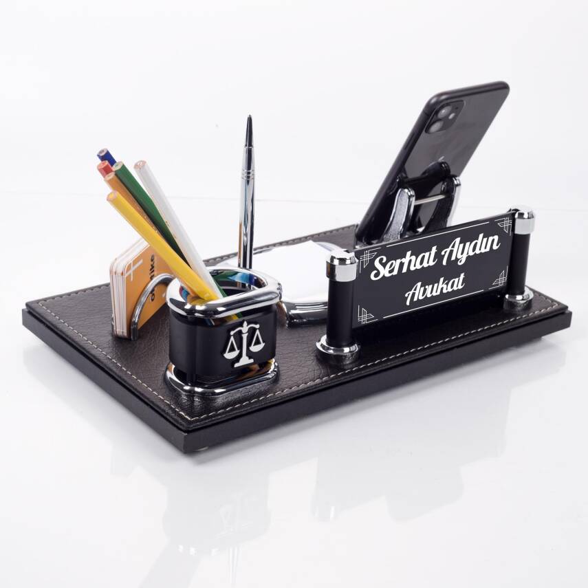 Malta Mesleki Siyah Masa Seti Ofis Hediye Kalemlik Masa İsimliği - 6