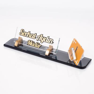 Maydos Altın Masa İsimliği Kristal Ofis Masaüstü Kabartma İsimlik - 2