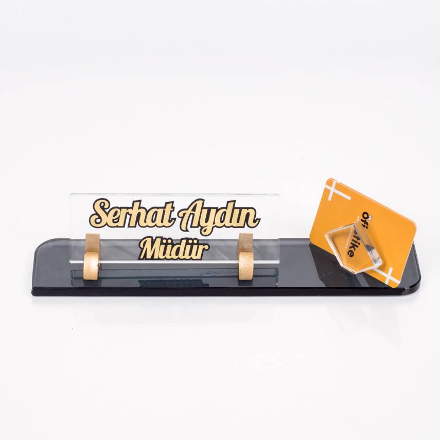 Maydos Altın Masa İsimliği Kristal Ofis Masaüstü Kabartma İsimlik - 3