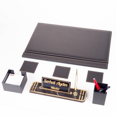 Meis Siyah Sümen Takımı ve Ahşap Masa İsimliği Ofis Hediyesi Sümen Seti Masa Takımı Ekonomik Sümen - 4