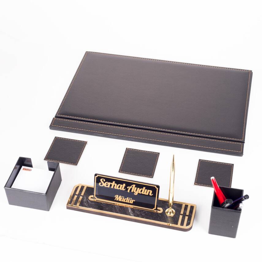 Meis Siyah Sümen Takımı ve Ahşap Masa İsimliği Ofis Hediyesi Sümen Seti Masa Takımı Ekonomik Sümen - 4