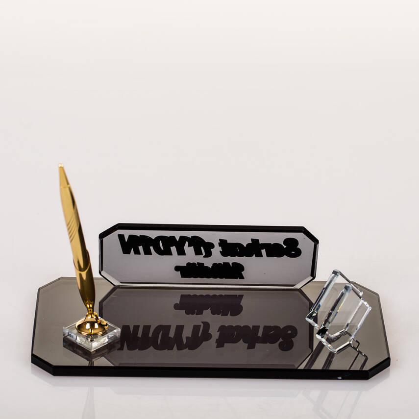 Midilli Altın Kristal Masa İsimliği Ofis Hediyesi Masa İsimlik Yeni İş Terfi Masa üstü Kalemlik - 3