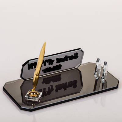 Midilli Altın Kristal Masa İsimliği Ofis Hediyesi Masa İsimlik Yeni İş Terfi Masa üstü Kalemlik - 4