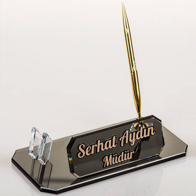 Midilli Altın Kristal Masa İsimliği Ofis Hediyesi Masa İsimlik Yeni İş Terfi Masa üstü Kalemlik 