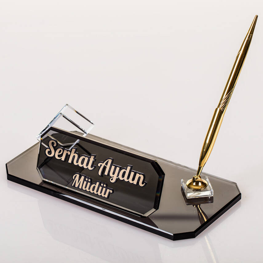 Midilli Altın Kristal Masa İsimliği Ofis Hediyesi Masa İsimlik Yeni İş Terfi Masa üstü Kalemlik - 2