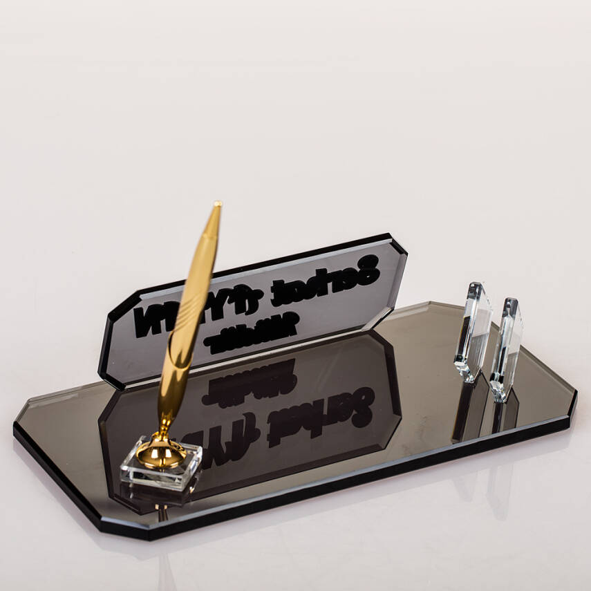 Midilli Altın Kristal Masa İsimliği Ofis Hediyesi Masa İsimlik Yeni İş Terfi Masa üstü Kalemlik - 4