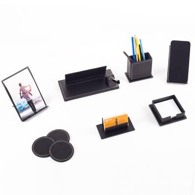 Modex 7 Parça Deri İsme Özel Kalemli Masa İsimliği Ofis Seti Ekonomik Masaüstü İsimlik Seti Hediye - 3