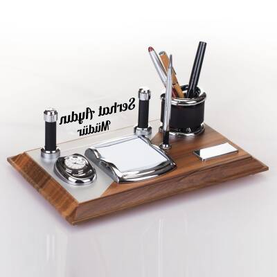 Napoli Ofis Ahşap Masa İsimliği Masaüstü İsimlik Seti Yönetici Müdür Hediyesi Masa üstü Organizer - Ofistike