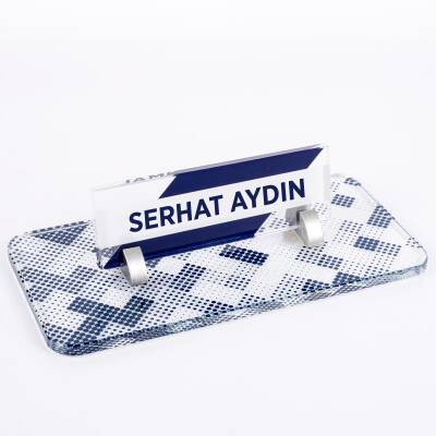 Nokta Desenli Kristal Masa İsimliği Ofis İsimlik Ofis Hediye Masa Üstü Cam Masa İsimlik - Ofistike