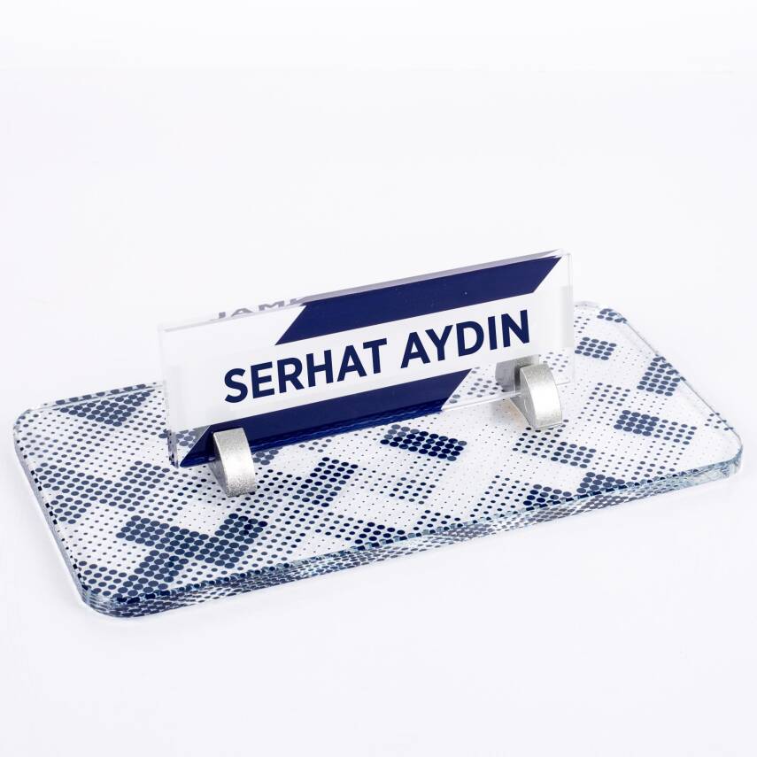 Nokta Desenli Kristal Masa İsimliği Ofis İsimlik Ofis Hediye Masa Üstü Cam Masa İsimlik - 1