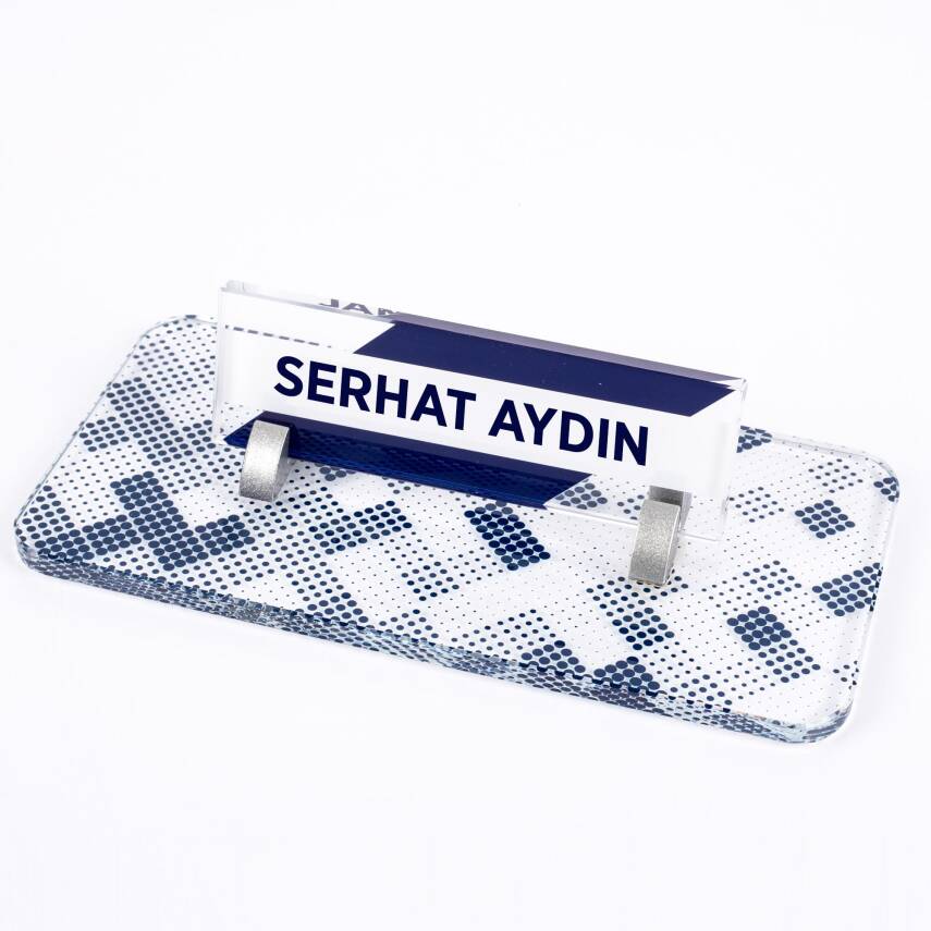 Nokta Desenli Kristal Masa İsimliği Ofis İsimlik Ofis Hediye Masa Üstü Cam Masa İsimlik - 2