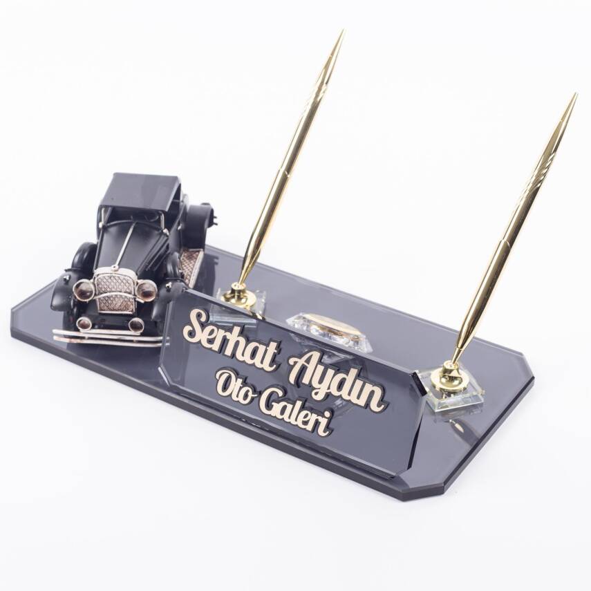 Nostalji Klasik Siyah Otomobil Araba Biblolu Kristal Masa İsimlik Otomobil Masa İsimliği - 3